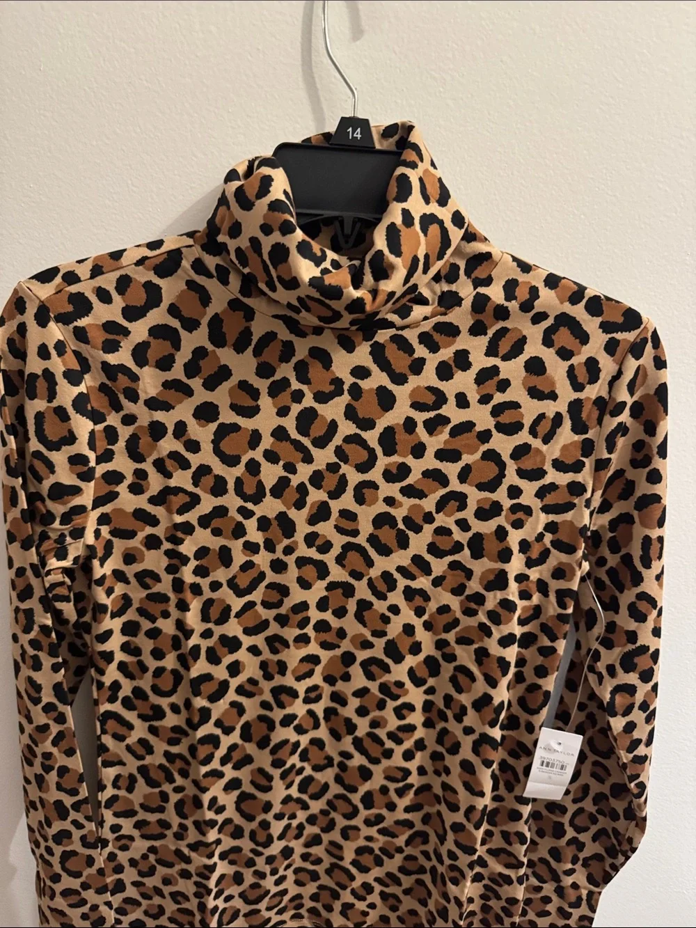 Ann Taylor Leopard Print Turtleneck Top - Tan/Black